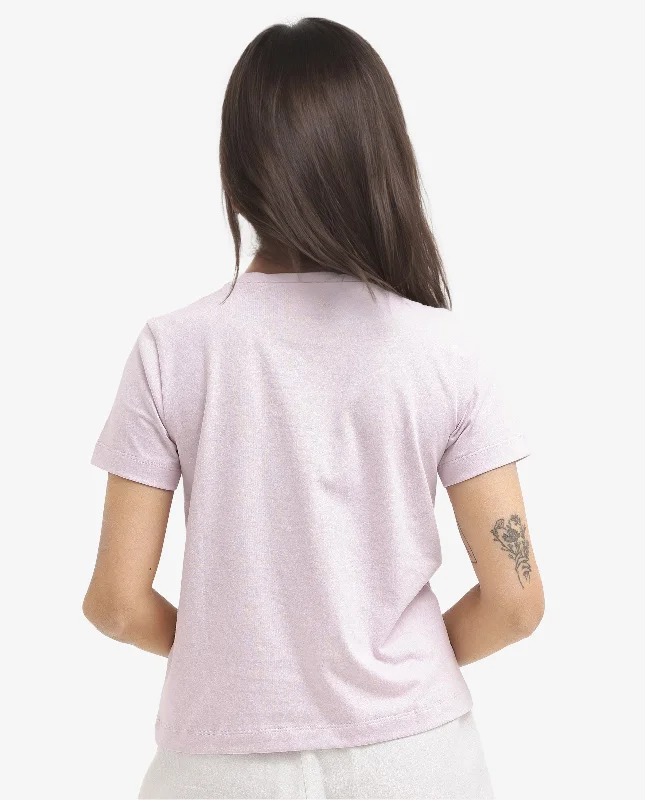 Rareism Women'S Hanna Pastel Pink Cotton Poly Fabric Short Sleeve Crew Neck Solid T-Shirt