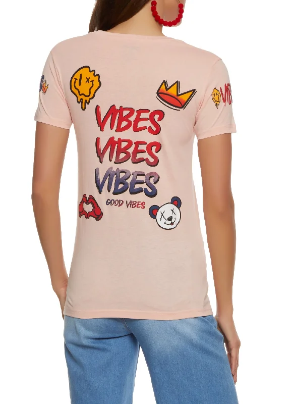 Good Vibes Crew Neck Graphic T Shirt