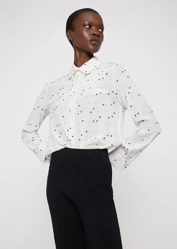 Shirt With Thin Bow In Crepe De Chine