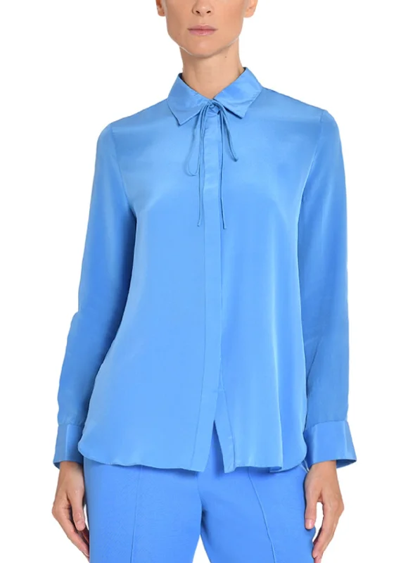 Shirt With Thin Bow In Crepe De Chine