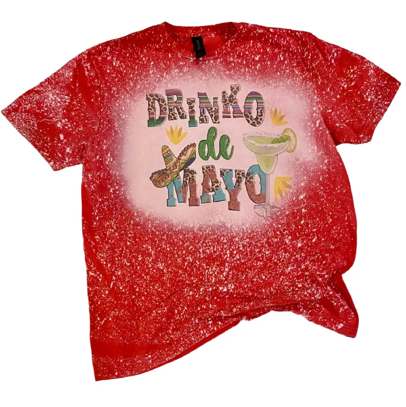 Women's Drinko De Mayo Leopard Serape Bleached Tee In Red