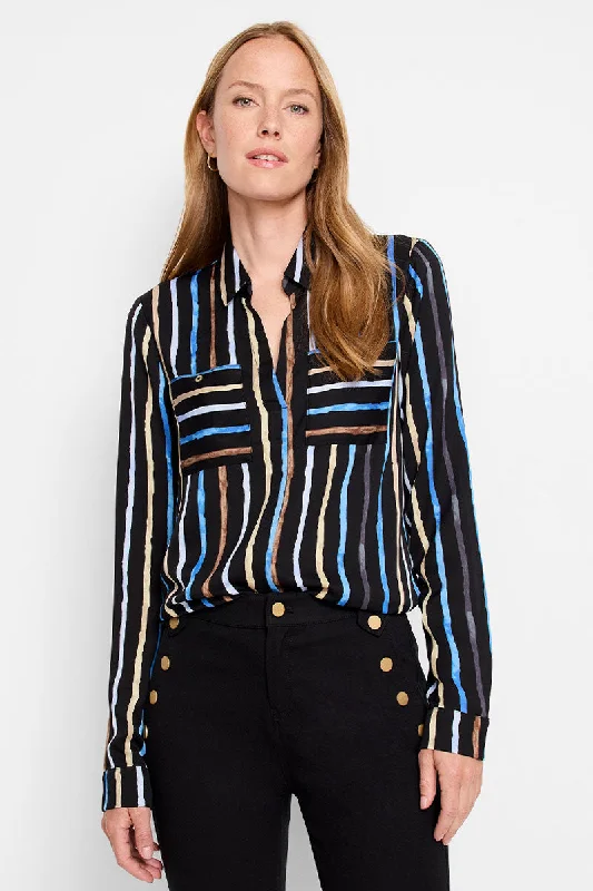 NIC+ZOE Painted Stripe Onyx Top