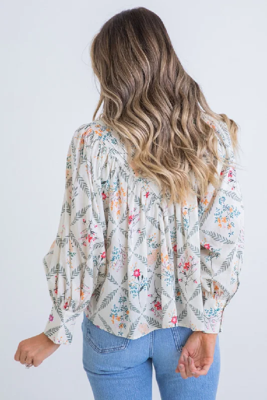 Paris Floral Pleat Top