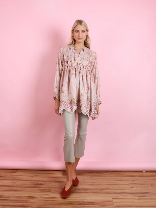 Pink Floral Stripe Blouse