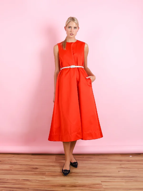 Short Sleeve Dress in Blood Orange