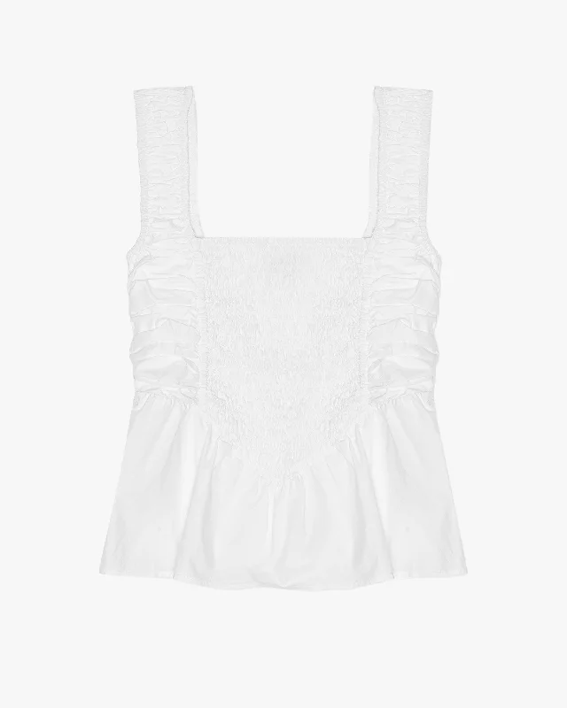 Cotton Poplin Smock Strap Blouse