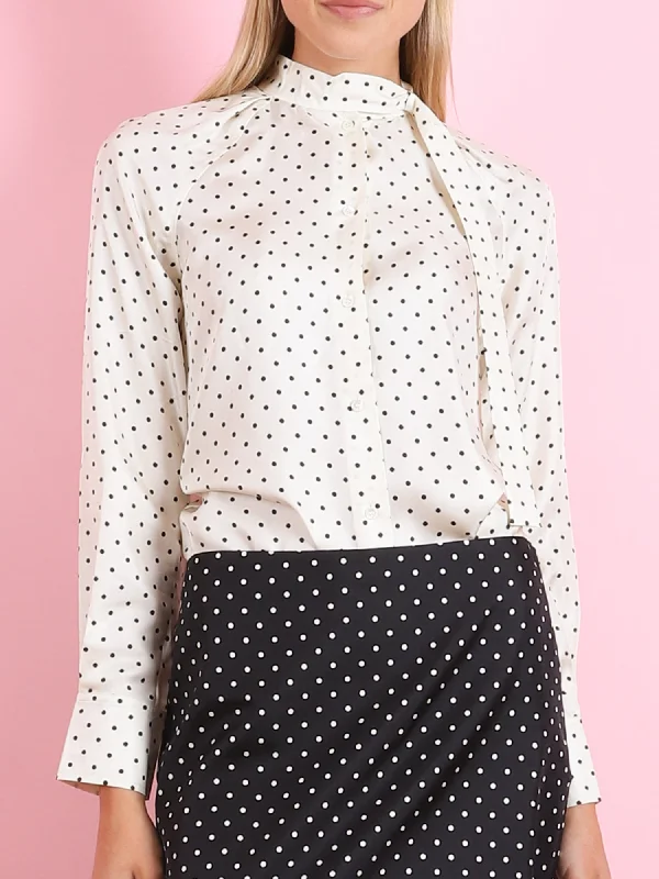 Tie Neck Polka Dot Top