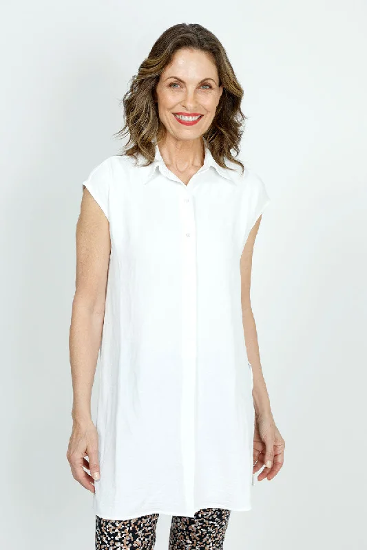 Top Ligne Cap Sleeve Button Down Tunic