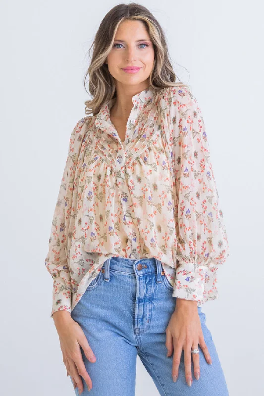 Vintage Floral Chiffon Top