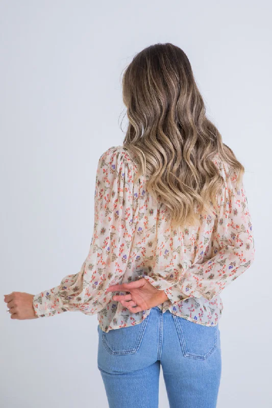 Vintage Floral Chiffon Top