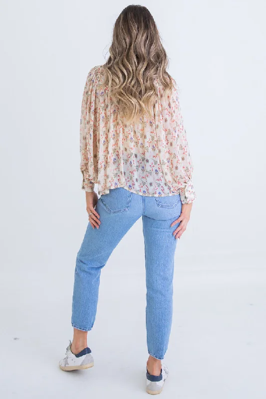 Vintage Floral Chiffon Top