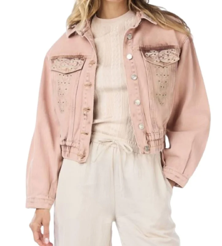 Cropped Jean Embellished Jacket In Ivory