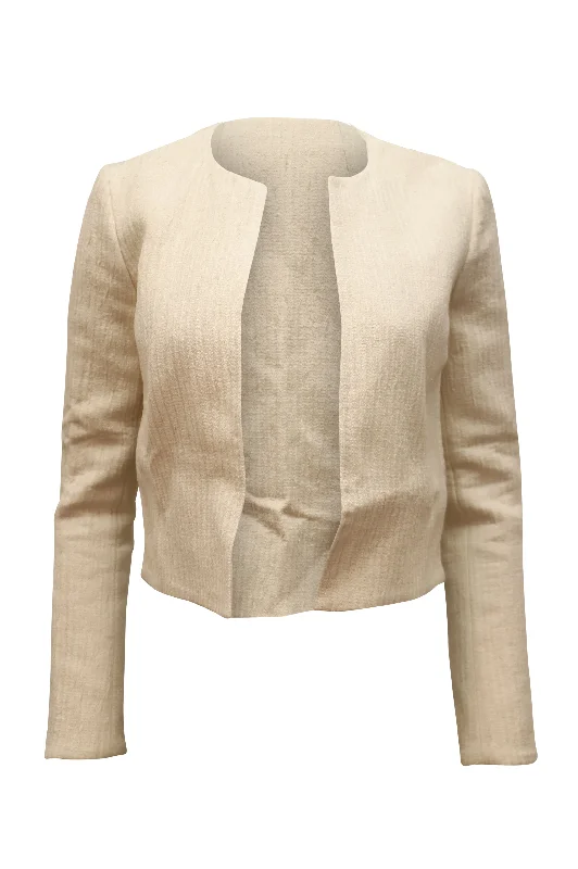 Theory Cropped Jacket in Cream Nylon