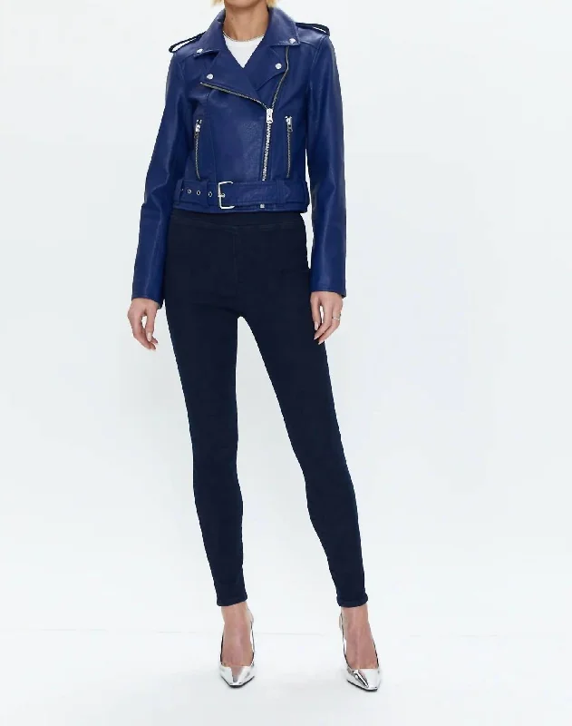 Tracy Crop Moto In Blue