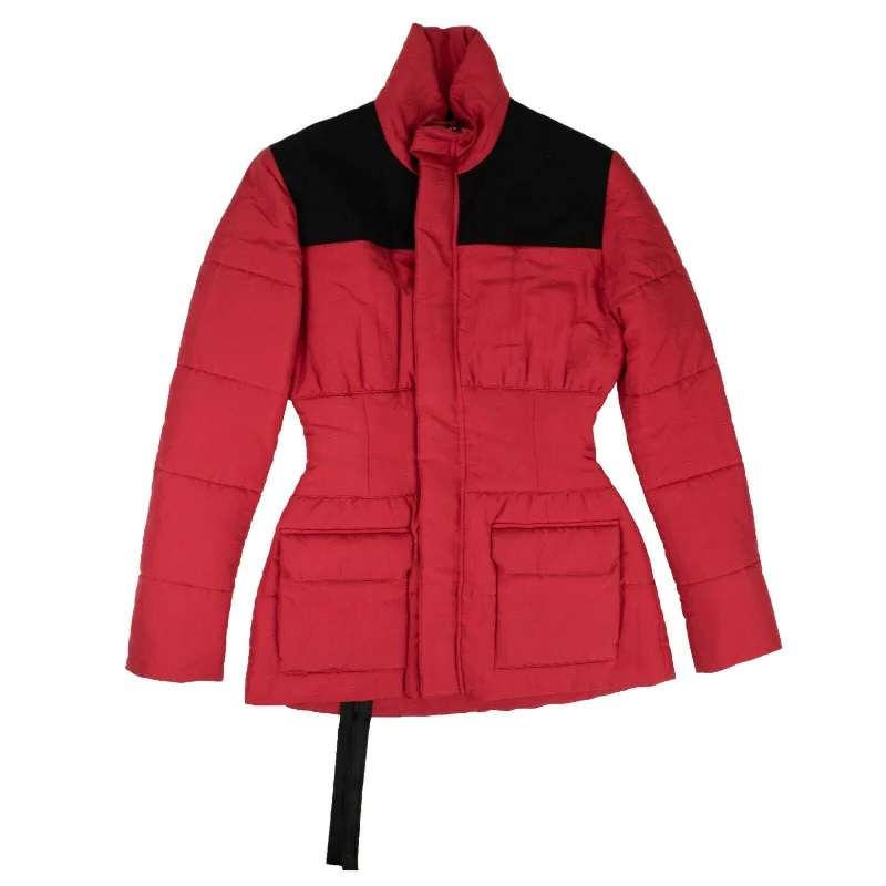 Unravel Project Drawstring Waist Puffer Jacket - Red