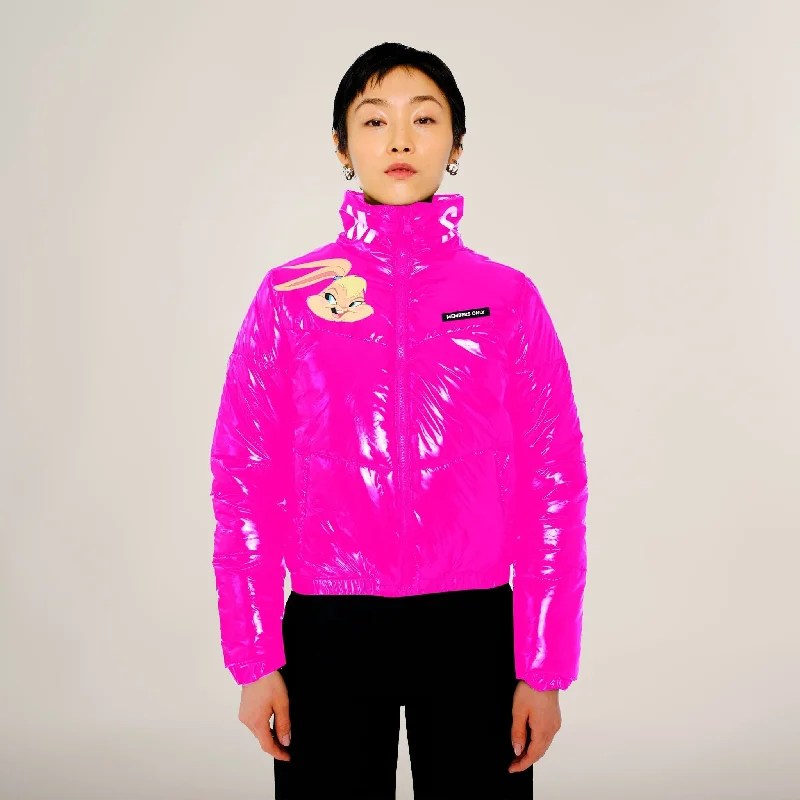 Women's Space Jam High Shine Puffer with Printed Jacket