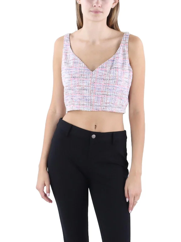 Womens Tweed Cropped Halter Top