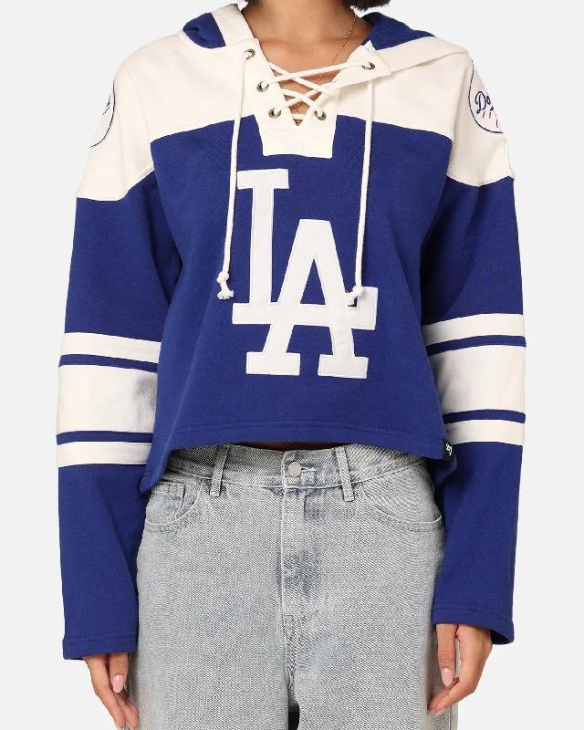 47 Brand Women's Los Angeles Dodgers Cropped Lacer Hoodie Royal