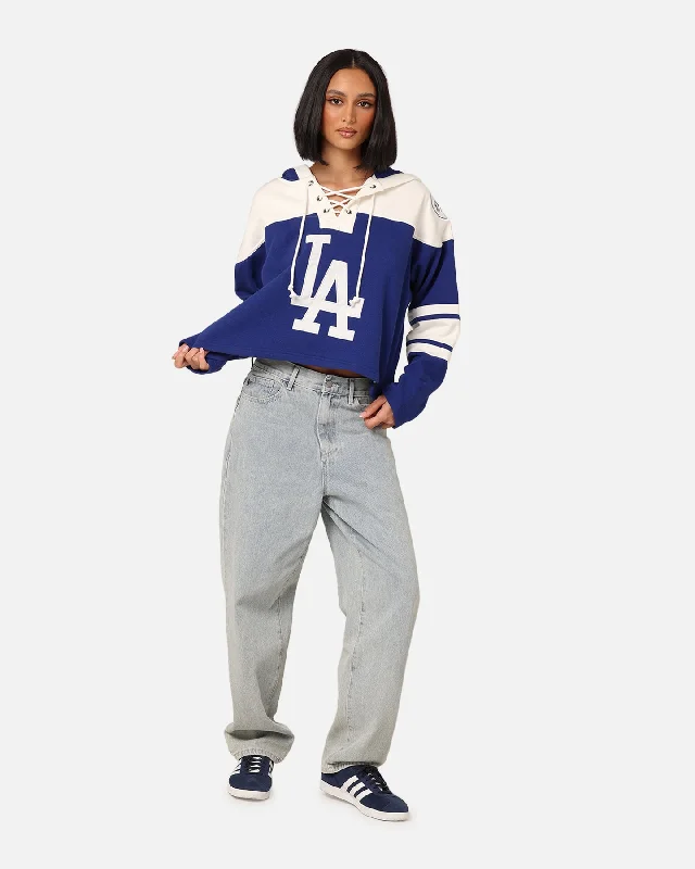 47 Brand Women's Los Angeles Dodgers Cropped Lacer Hoodie Royal