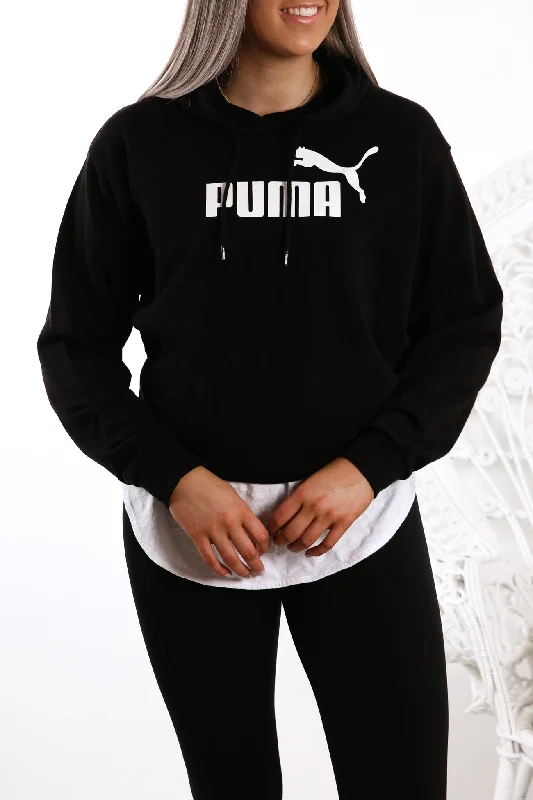 Essentials + Cropped Hoodie Cotton Black