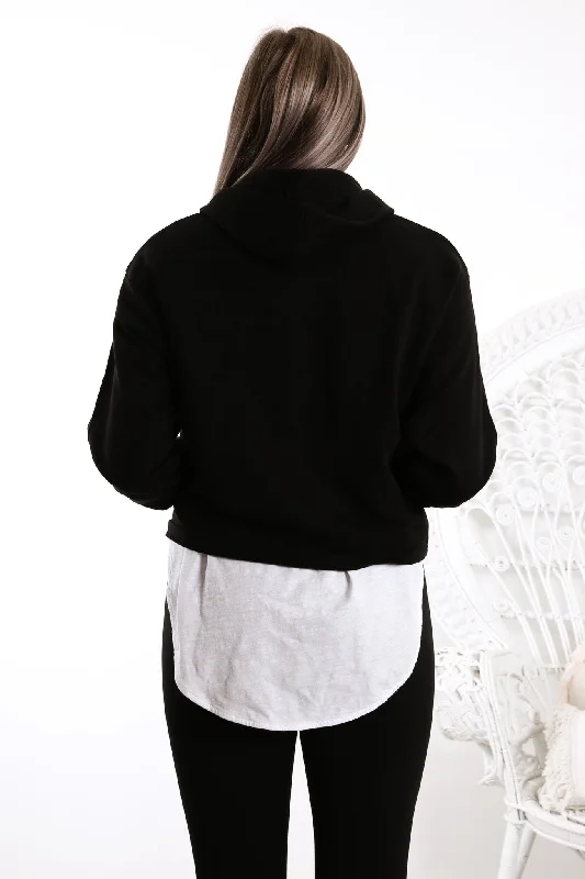 Essentials + Cropped Hoodie Cotton Black