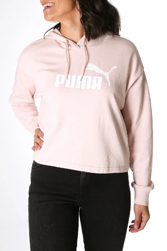 Essentials Cropped Logo Hoodie Lotus Pink