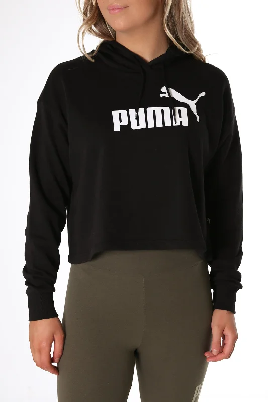 Essentials Cropped Logo Hoodie Puma Black