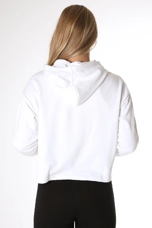 Essentials Cropped Logo Hoodie Puma White