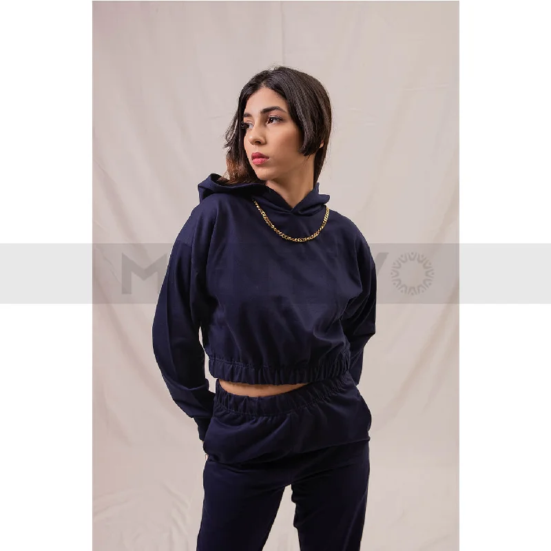 Navy Oversized Cropped Hoodie