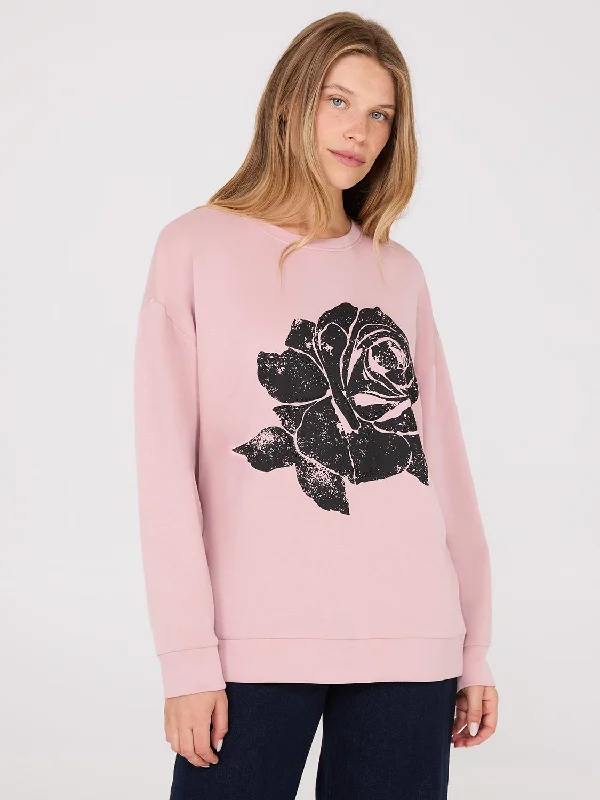 Rhinestone Flower Graphic Sweatshirt