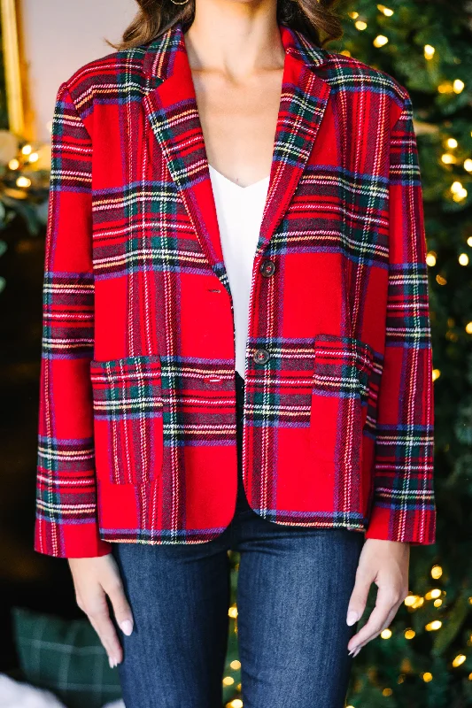 All I Want Red Tartan Plaid Blazer