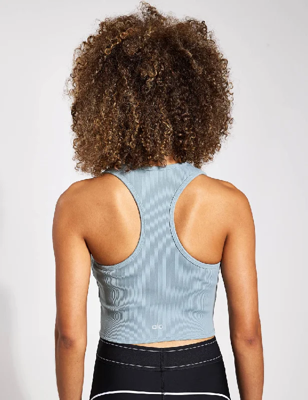 Goddess Ribbed Cropped Racerback Tank - Cosmic Grey