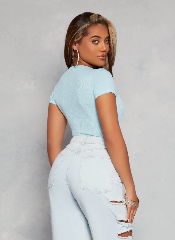 Daisy Basic Crew Neck Short Sleeve Bodysuit