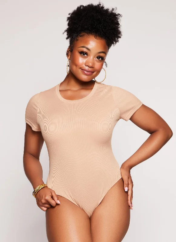 Plus Size Daisy Ribbed Crew Neck Bodysuit