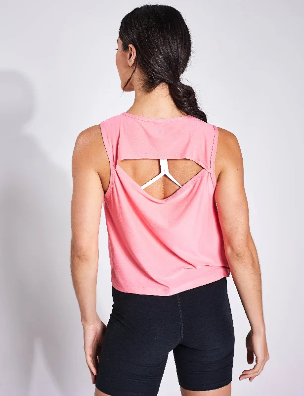 Featherweight New View Cropped Tank - Sun Kissed Coral Heather