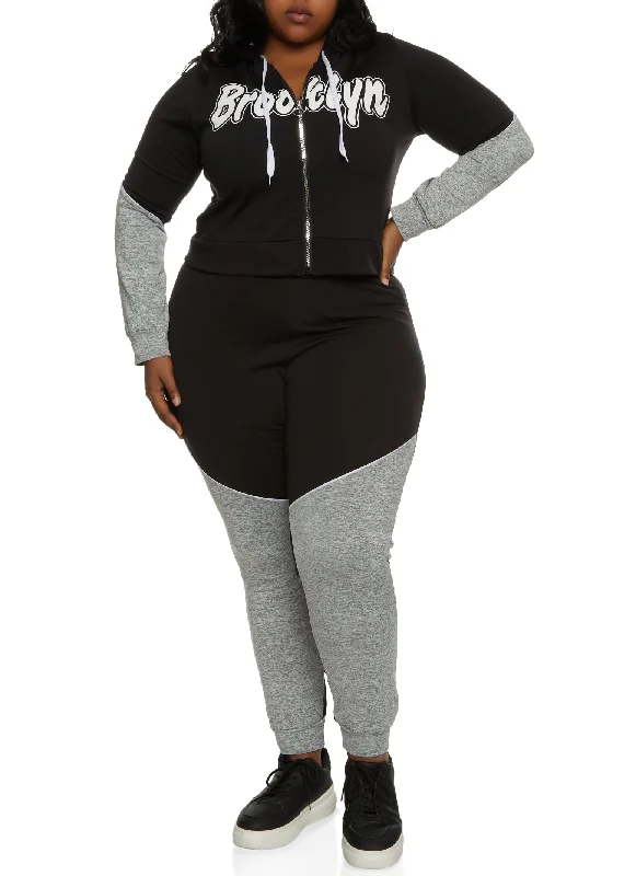 Plus Size Brooklyn Zip Front Graphic Hoodie