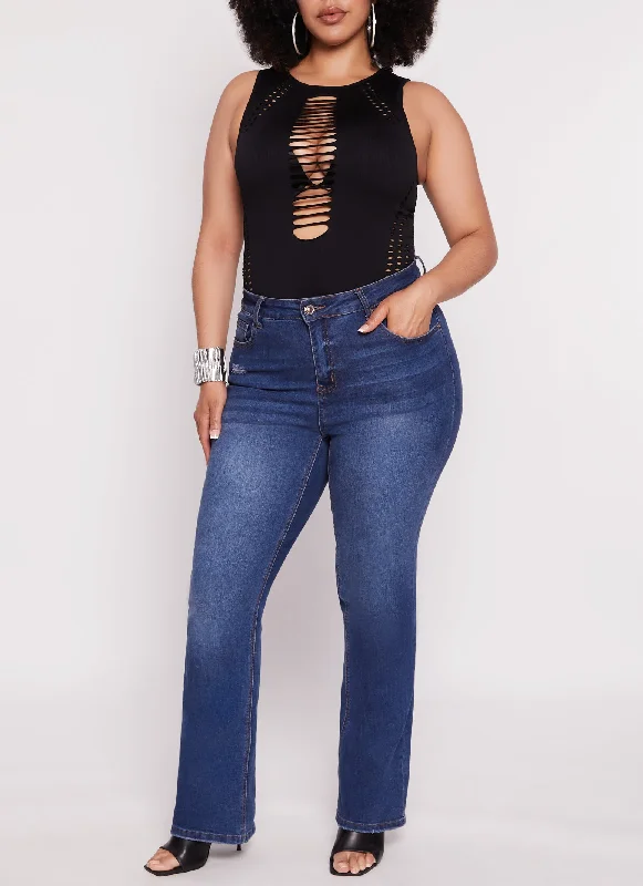 Plus Size Cut Out Seamless Bodysuit