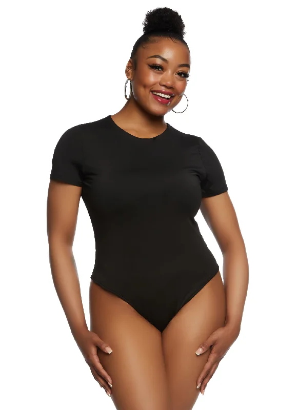 Plus Size Daisy Double Layer Crew Neck Bodysuit