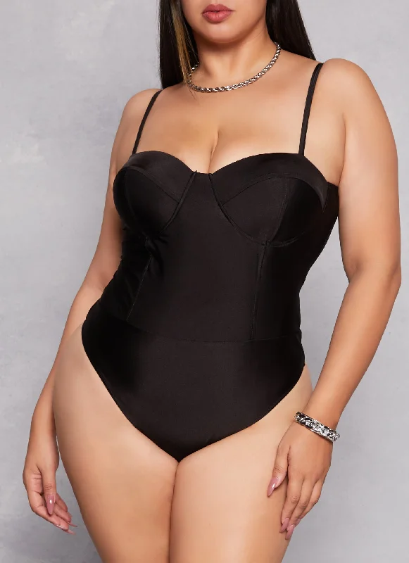 Plus Size Haute Monde Solid Bustier Bodysuit