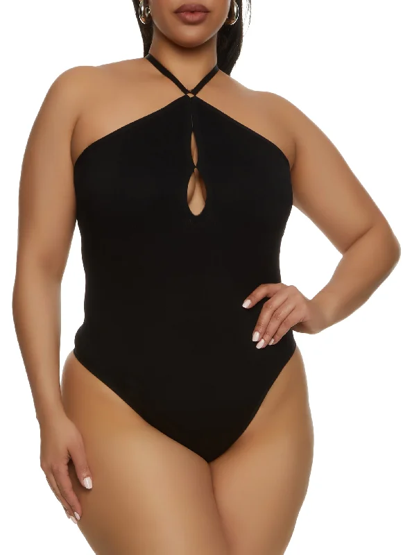 Plus Size Keyhole Open Back Bodysuit