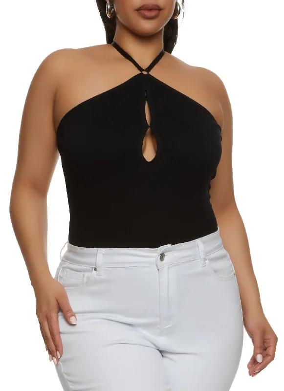 Plus Size Keyhole Open Back Bodysuit