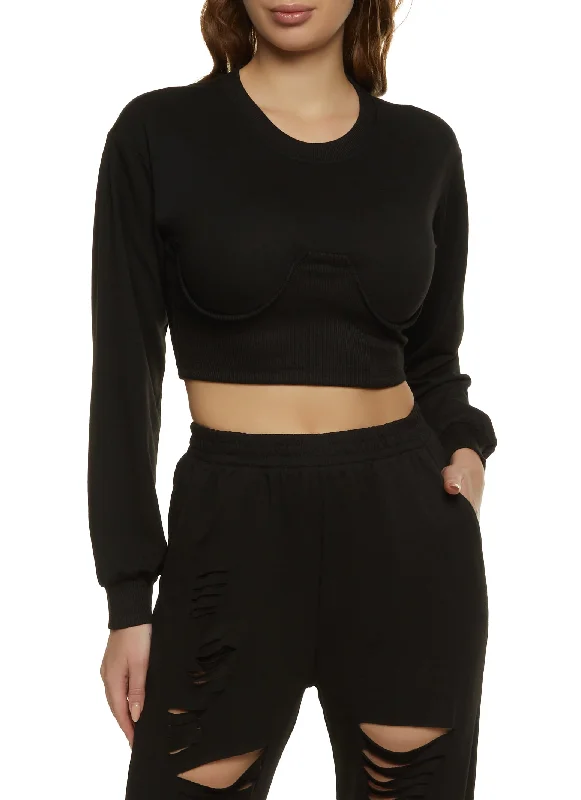 Ribbed Bustier Detail Sweatshirt