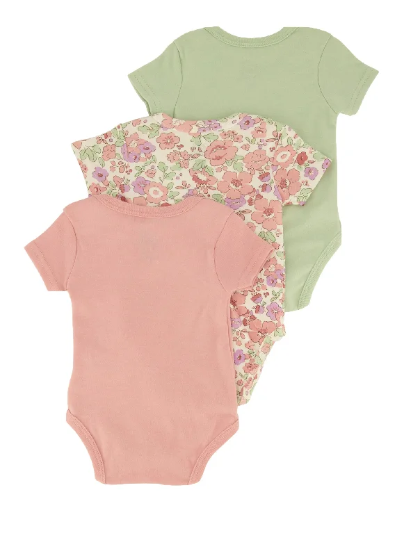 Baby Girls 0-9M Pretty Sweet Loved Bodysuit Trio