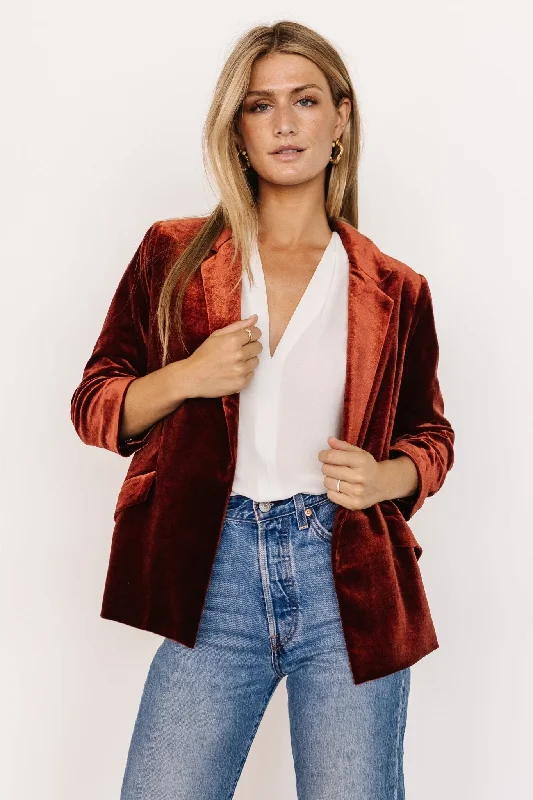 Brinton Velvet Blazer | Cinnamon