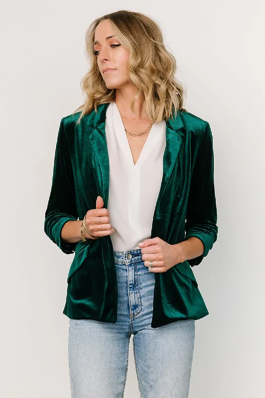 Brinton Velvet Blazer | Dark Green