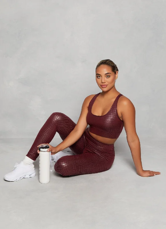 Faux Croc Print Sports Bra