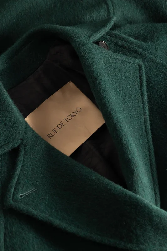 Cabrina Solid Heavy Wool Oversized Coat (Dark Green)