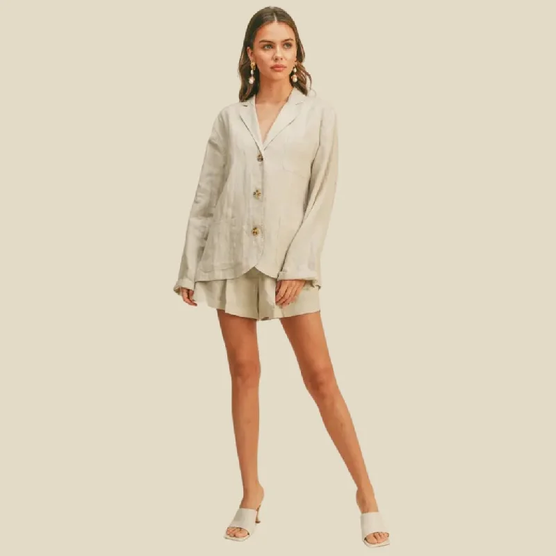 Casual Linen Blazer (Beige)