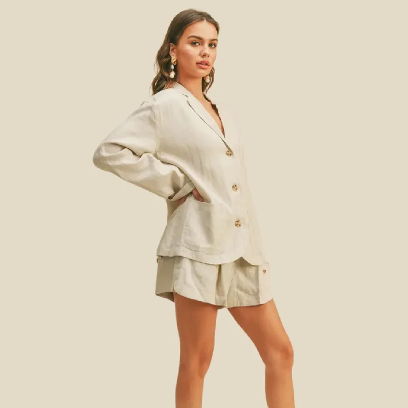 Casual Linen Blazer (Beige)