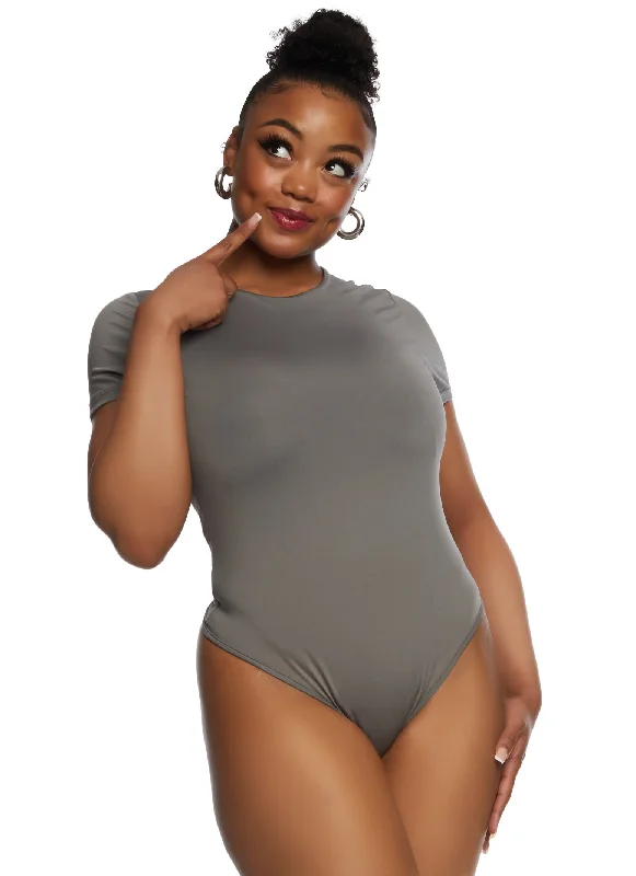 Plus Size Daisy Double Layer Crew Neck Bodysuit